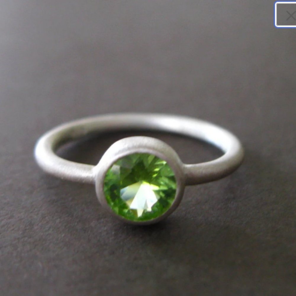 Green Peridot Matte Sterling Stacking Band Ring